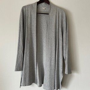 Eileen Fisher Organic Cotton Blend Cardigan Herringbone Open Front Jacket